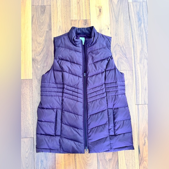J Jill Down Puffer Vest Burgundy Fig Plum size M P - Picture 9 of 16